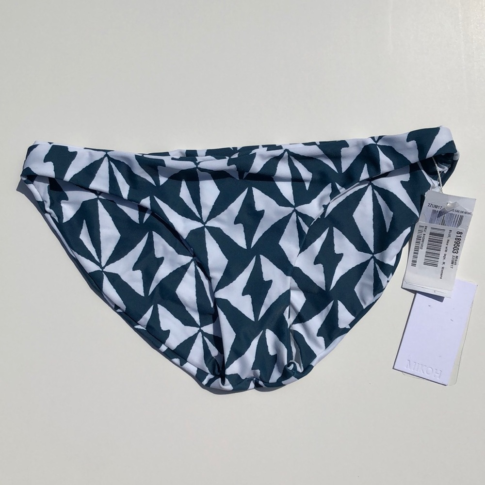 Mikoh Teal and White Patterned Bikini Bottoms Medium